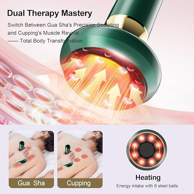 Electric Handheld Cellulite Massager with 12 Suction Modes, Lymphatic Drainage Massager, Cellulite Remover Tool for Legs, Belly, Thighs, Arms, Butt- Christmas,Gifts for Her Women (Green)