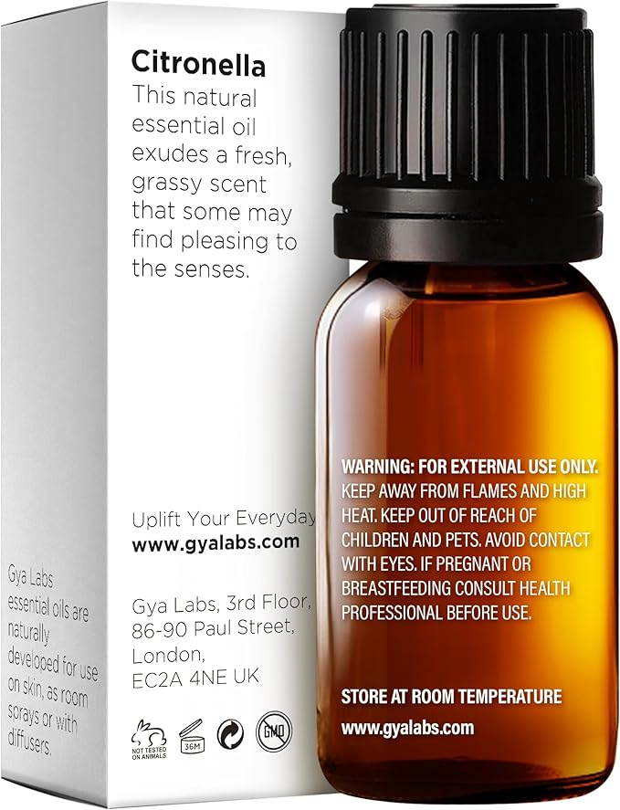 Gya Labs Citronella Essential Oil - 0.34 Fl Oz - 100% Pure Natural Citronella Oil for Skin, Diffuser, Candle Making Scent
