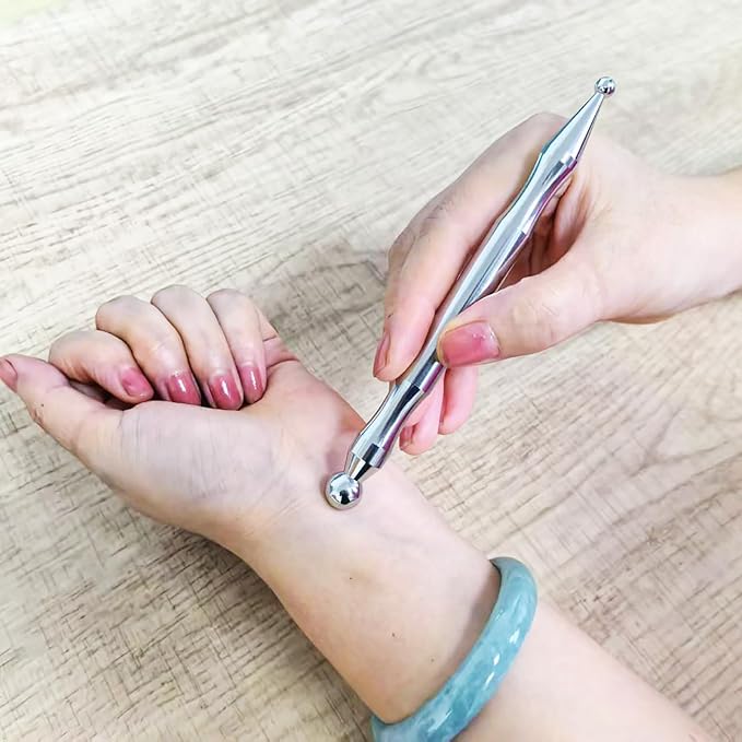 BYYDDIY Stainless Steel Dual Head Facial Reflexology Tools,Body Point Probe Pen &Trigger Point Massager Tool for Deep Tissue (P-L)