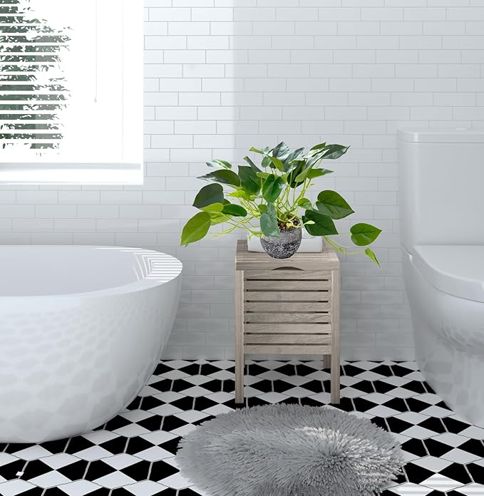 AlphaAcc Artificial Plants Potted Real Looking Small Faux Plant with Rustic Black Cement Planter for Kitchen Office Desk Bookshelf Decor (Ivy Plant)