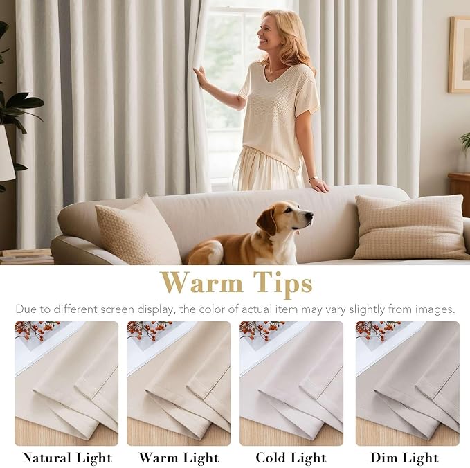 H.VERSAILTEX Room Darkening Curtains for Living Room Light Reducing Thermal Insulated Window Treatment Panels/Drapes Grommet Top 2 Panels (Ivory - 42 x 63 Inches)