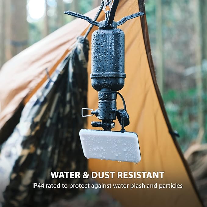 ELECOM NESTOUT Outdoor Camping LED Panel Flashlight w/Mini Tripod, Dimmable USB Powered LED Light, IP44 Water Dust Resistant, 30-1000 Lumen, Portable Lantern for NESTOUT Power Bank, Black (Flash-1)