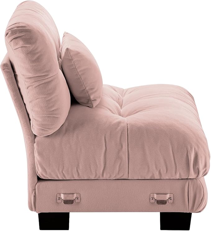 Armless Sofa W/1 Pillow - Pink