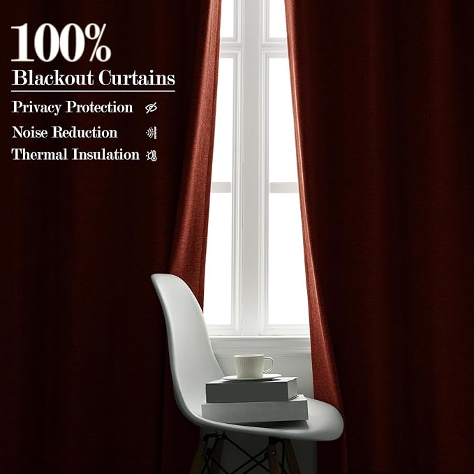 Room Divider Curtains Screen Partitions, Linen Look 100% Blackout Drapery 108 Inches Long, 100" Wide Pinch Pleated Window Drapes, Privacy Protecting, Light Blocking, (1 PC, Orange)