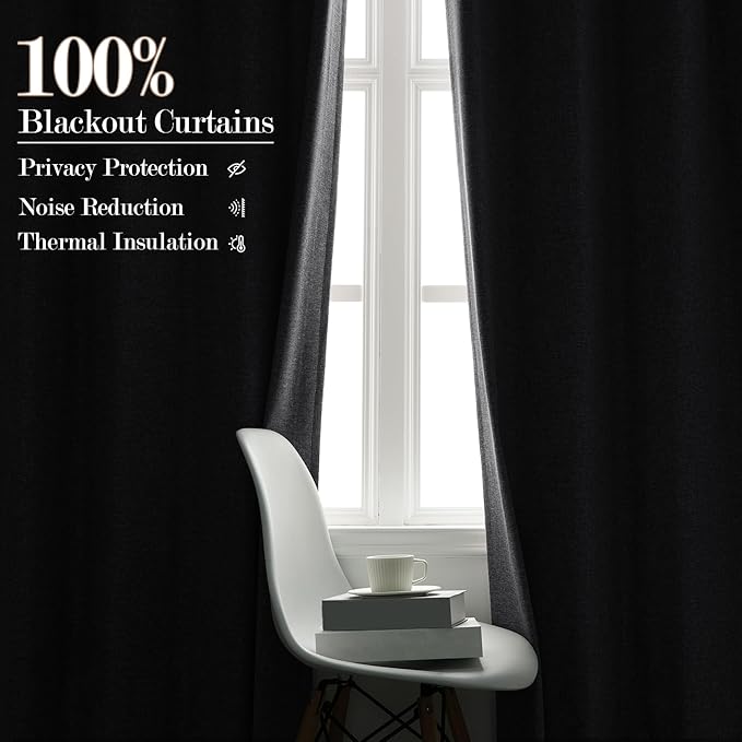 Room Divider Curtains Screen Partitions, Linen Look 100% Blackout Drapery 108 Inches Long, 100" Wide Pinch Pleated Window Drapes, Privacy Protecting, Light Blocking, (1 PC, Silver Grey)