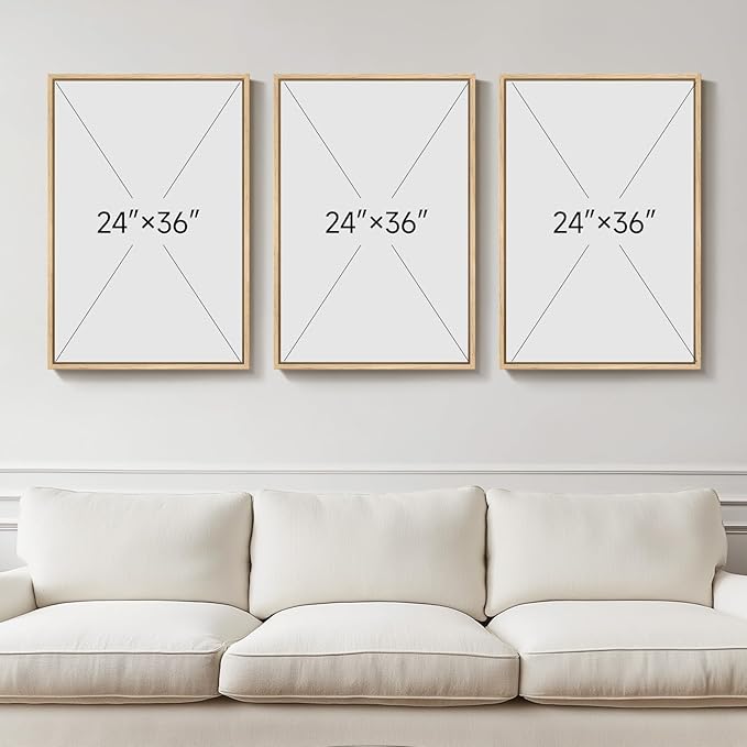 Large Framed Sage Green Abstract Wall Art for Living Room, 3 Piece Green and Gold Canvas Prints Paintings Artwork for Walls, Modern Minimalist Pictures for Hallway Stair Office Wall Decor 24x36 In