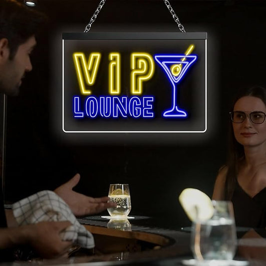 Custom Bar Neon Sign Vip Lounge Beer Home Bar Lights Decor Acrylic Table LED Personalized Lighted Signs for Men Restaurant Coffee Man Cave Workshop Garage Poker Signs Gifts