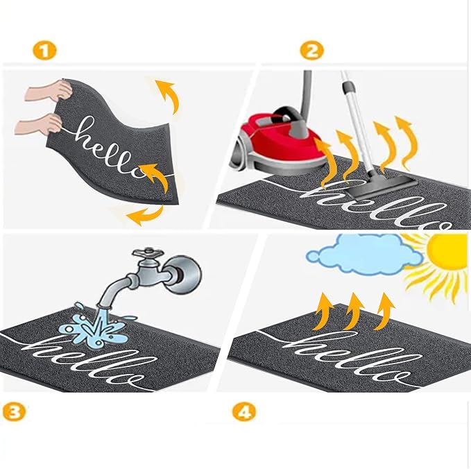 Door Mat, Durable Welcome Mat Low Profile Floor Mat Front Doormat Non Slip Mats Entrance Rectangular Easy to Clean Doormat, for Entryway, Patio, High Traffic Areas (36"x24",Black)