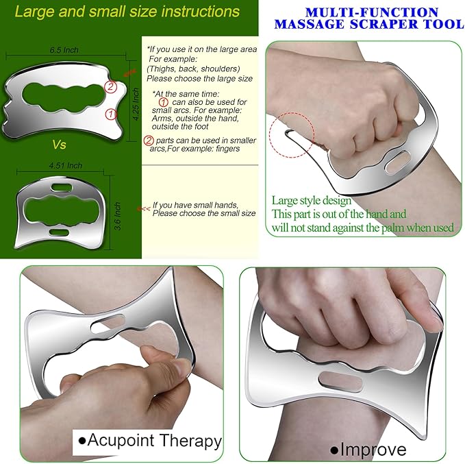 BYYDDIY 7 in 1 Stainless Steel Gua Sha Muscle Scraper Tools Kit (N-7PCS)