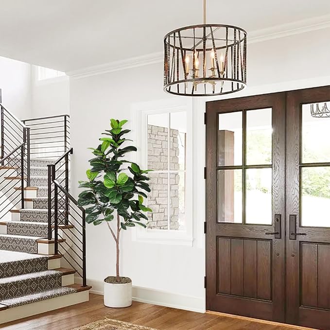 Artificial Fiddle Leaf Fig Tree - 6.5ft Faux Ficus Lyrata Plant with 108 Fiddle Leaves Fake Fig Silk Tree in Pot Artificial Tree for Indoor Outdoor Home Office Perfect Housewarming