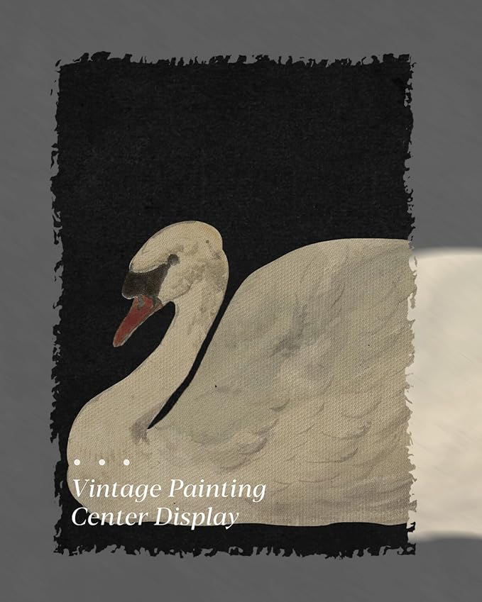 HUARCEY Gold Framed Vintage Wall Art for Living Room, Grace Swan Art Painting Pictures Rustic Animal Bathroom Prints Farmhouse Wall Decor Canvas Swan Shelf Decor for Kitchen Bedroom (Zwaan 12"x16")