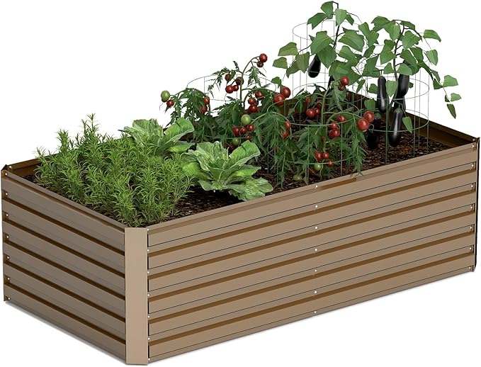 8x4x2 ft Raised Garden Bed, Large Metal Planter Raised Beds, Planters for Outdoor Plants for Vegetables, Flowers, Herbs, Fruits, and Succulents.