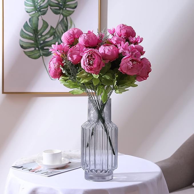 Duovlo Springs Flowers Artificial Silk Peony Bouquets Wedding Home Decoration,Pack of 1 (Spring Peach Pink)