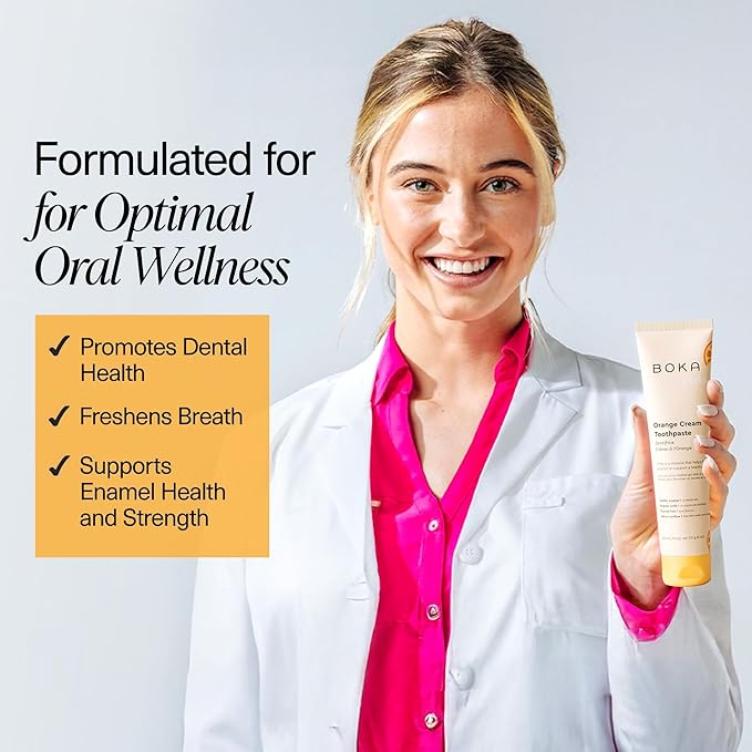 Boka Fluoride Free Toothpaste Nano Hydroxyapatite Toothpaste - Orange Cream Flavor, 4 oz 3Pk US Manufactured