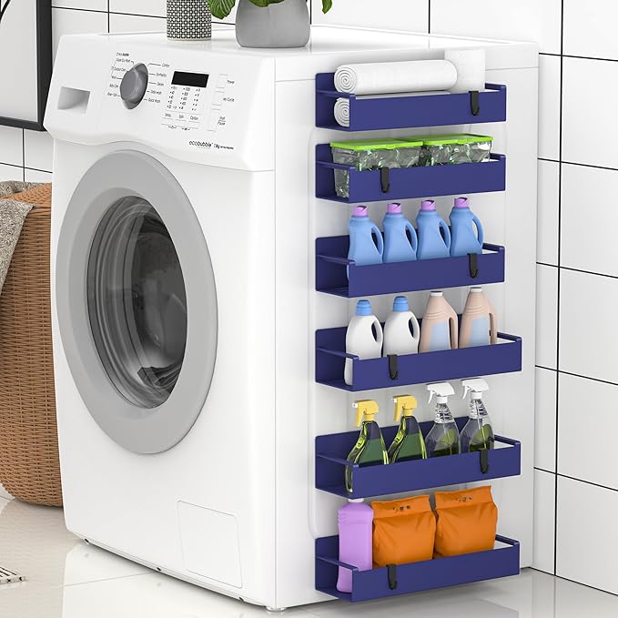 6 Pack Magnetic Spice Rack Organizer for Refrigerator and Oven, Dark Blue Fridge Organizers and Storage for Kitchen