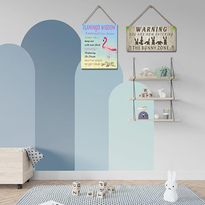 Easter Rabbit Sign Funny Bunny Wall Art Decor Rustic Bunny Wood Signs for Home Decorations Rabbit Lover Gifts for Women The Bunny Zone Sign 12x6 Inch