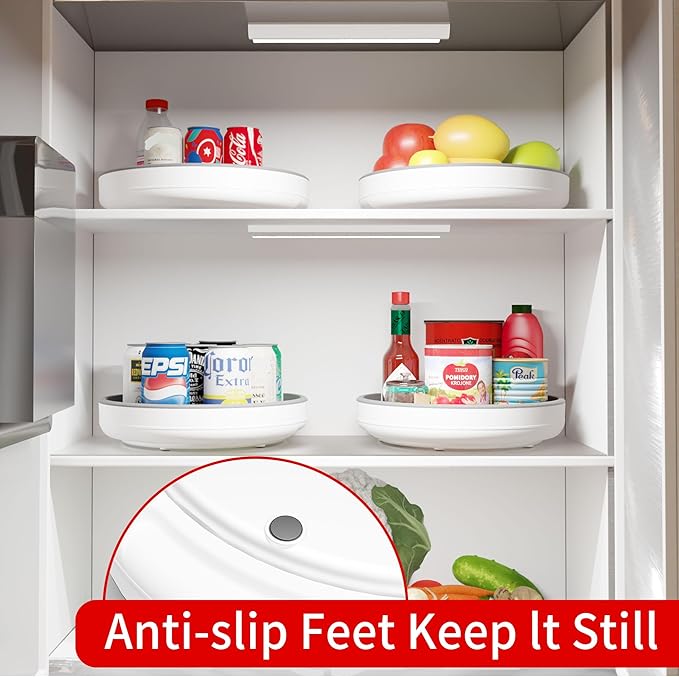 4 Pack 10 Inch Non-Skid Lazy Susan Turntable Organizers - Spinning Rack for Pantry Organization and Storage, Kitchen, Cabinet, Fridge, Bathroom Vanity, Countertop, Under Sink Organizing, Spice Rack