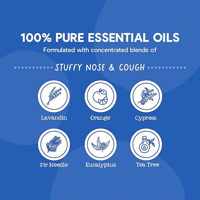 Oilogic Stuffy Nose & Cough Baby Essentials - Baby Humidifier Vapor Drops for Diffuser & Humidifier & Chest Vapor Rub - Gentle Essential Oil Blends Soothe Cough & Stuffy Noses & Support Restful Sleep