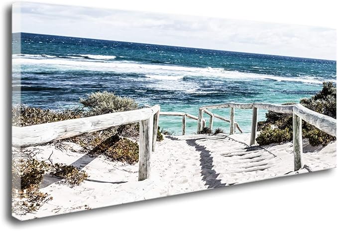 DZL Art S74250 Rottnest Island Beach Seascape Painting Sea Nature Pictures Wall Art Canvas Prints Painting Ready to Hang for Living Room Bedroom Decor Office Wall Decor Home Decoration
