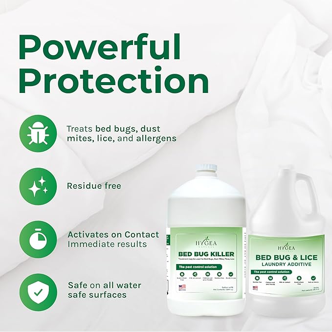 Bed Bug & Lice Elimination Duo Kit- Includes Lice & Bed Bug Spray & Lice & Bed Bug Laundry Additive - Gentle Formula - Effective Pest Control for Home & Travel (2 Pack, 1 Gallon Each)