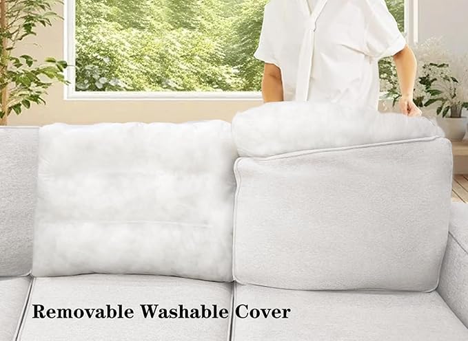 L Lengend Vansen Modular Sectional Sofa U Shaped Couch with Ottoman Modern Reversible Corner Sectional Couch for Living Room (Cream, U Shaped Sofa-5)