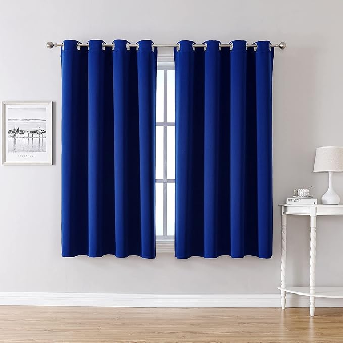 ChrisDowa Grommet Blackout Curtains for Bedroom and Living Room - 2 Panels Set Thermal Insulated Room Darkening Curtains (Royal Blue, 52W x 45L)