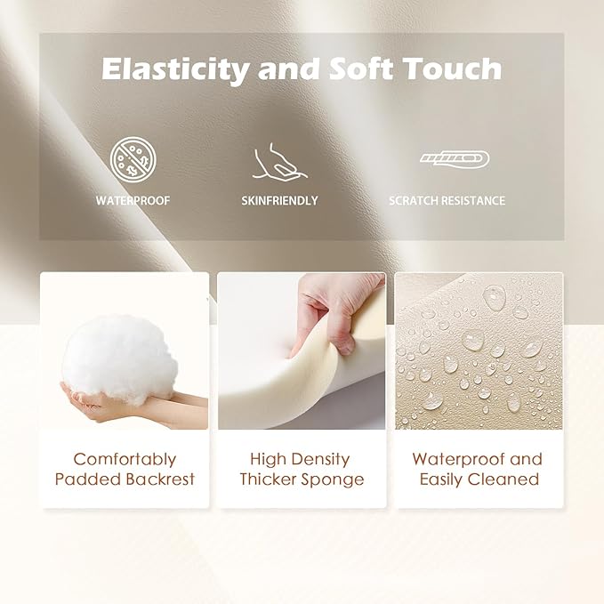 BestMassage | Recliner Chair | No Massage Function | Pu Beige | with Lumbar Support, Adjustable Push Back, Wide Armrests, Footrest & Padded Seat | Easy Assembly | for Living Room, Home Theatre