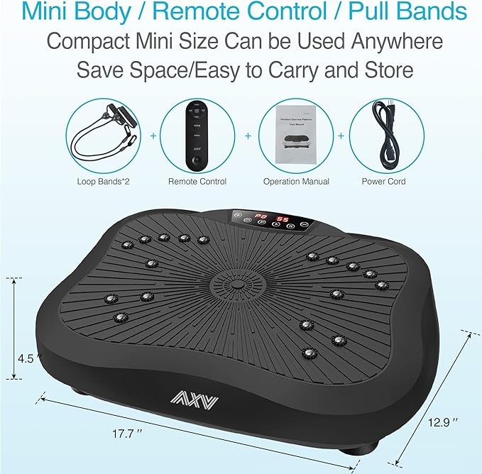 AXV Vibration Plate Exercise Machine Whole Body Workout Vibrate Fitness Platform Lymphatic Drainage Machine for Weight Loss Shaping Toning Wellness Home Gyms Workout