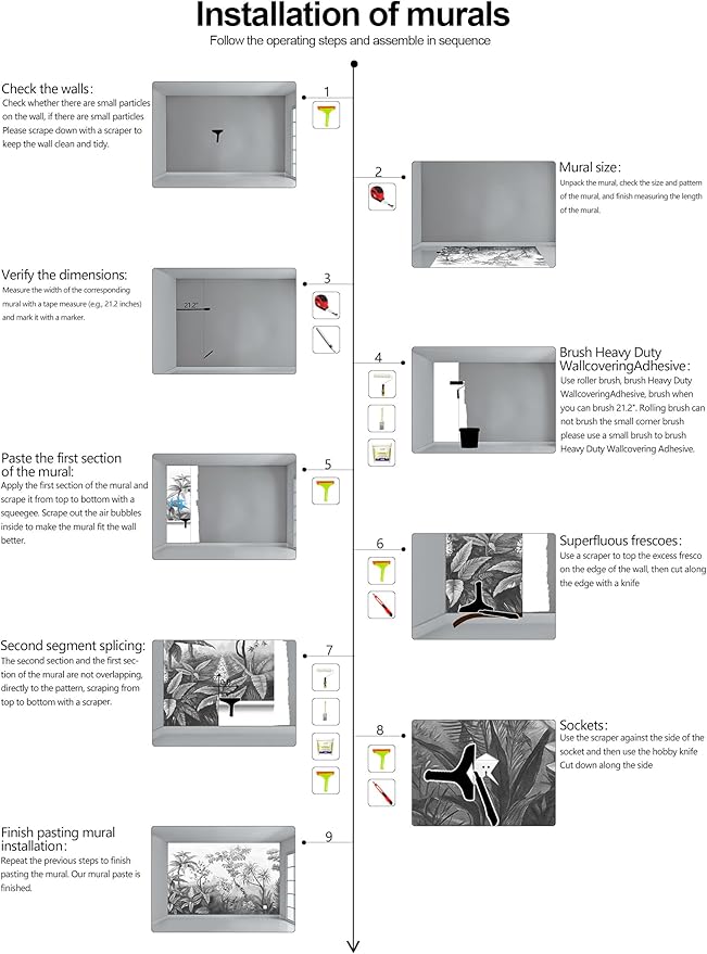 Gray Tropical Rainforest Botanical Wallpaper Bedroom Hand-Painted Oil Painting Jungle Plant Wall Mural Living Room (Not Peel and Stick)
