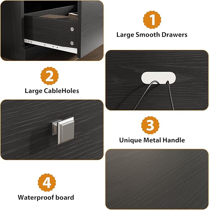 IDEALHOUSE 70in TV Stand for TVs up to 80", Mid Century Modern Entertainment Center with Storage Drawer and Open Shelves, TV Console Media Cabinet for Living Room, Bedroom, Black