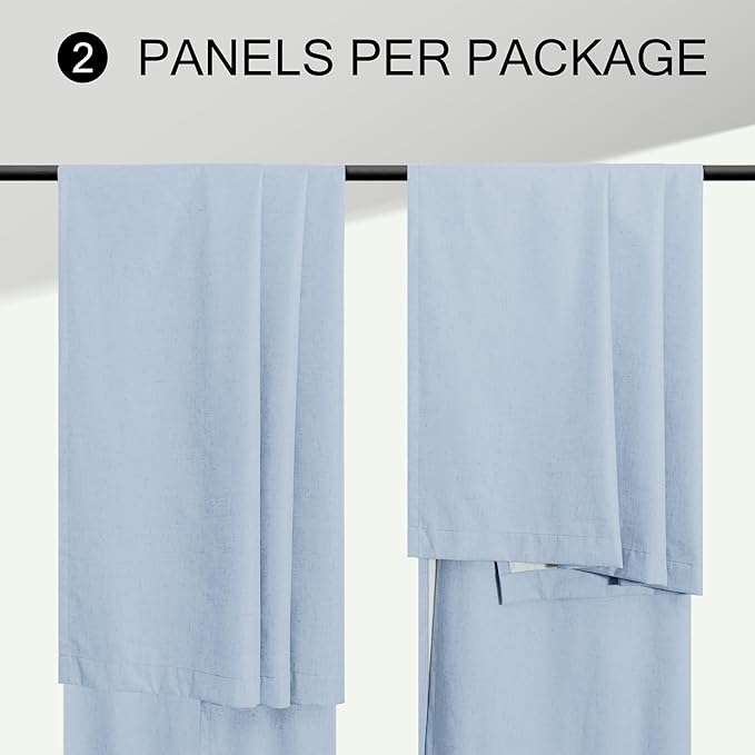 Baby Blue Curtains for Bedroom 45 Inch Length 2 Panel Linen Blackout Short Curtains for Nursery Boy Girls Bathroom Kitchen Light Bluey Unisex Black Out Drapes for Living Room Heat Cold Light Blocking