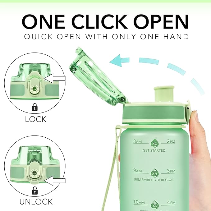 32oz Motivational Water Bottles with Time Marker & Fruit Strainer, Transparent Gradient Color Water Bottle with Times to Drink, Leakproof & BPA Free, Reusable Bottle with Strap (No Straw)