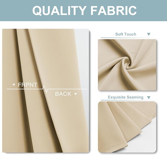 ChrisDowa Blackout Curtains 102 inches Long for Bedroom - 2 Panels Set Grommet Thermal Insulated Room Darkening Curtains for Living Room (Biscotti Beige, 52 x 102 Inch)