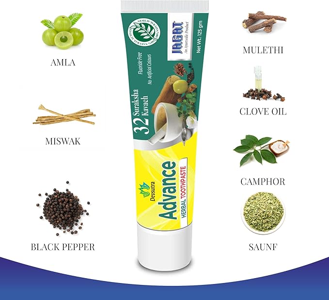 Jagat Devsutra Advanced Toothpaste & Red Toothpaste | Doctor Recommended Ayurvedic, Organic & Herbal | 100% Natural Teeth Whitening, No Fluoride & Artificial Colors, Gum Cure, Vegan - Pack of 4