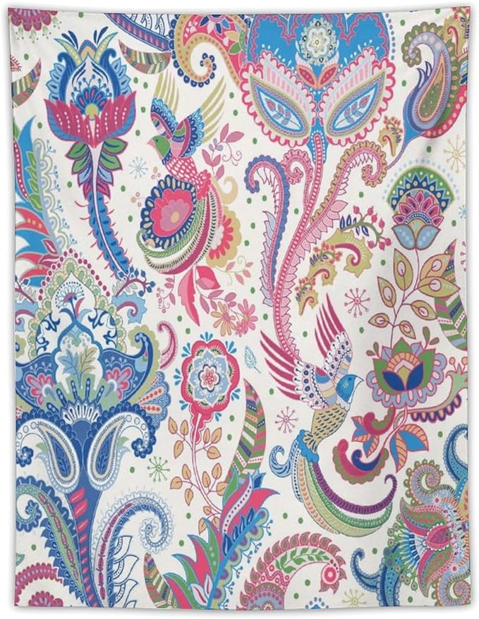 Boho Floral Tapestry, Abstract Mandala Plant Colorful Floral Home Art Wall Hanging for Bedroom Living Room Dormitory 40x60 Inch