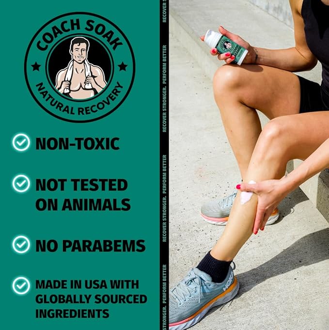 Coach Soak Magnesium Flakes & Lotion Trial Pack - Soothing Menthol Lotion & Bath Soak - 0.18 Lb Sachets - Lavender, Eucalyptus & Peppermint Scents