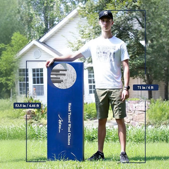 ASTARIN 78 Inch Wind Chimes for Outside with 6 Tubes Tuned Relaxing Melody, Extra Large Wind Chimes Outdoor Deep Tone for Patio, Backyard, Garden, and Outdoor Decor,Black