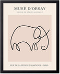 Poster Master Vintage Poster - Retro One Line Elephant Drawing Print - Elephant Art - Minimal Gift for Men, Women, Animal Lover - Abstract Wall Decor for Home, Office, 16x20 Black Framed