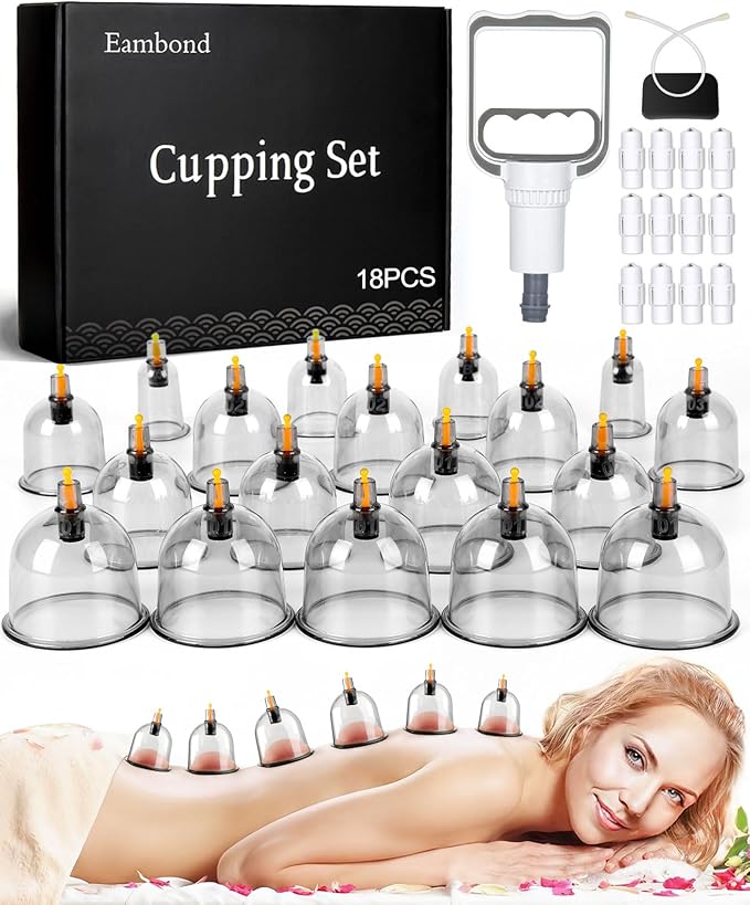 Cupping Kit, Cupping Therapy Sets Massage Back, Pain Relief, Physical Therapy, Chinese Muscle Cupping Tool with Pump & Vacuum Silicone Cups for Cellulite Reduction at Home