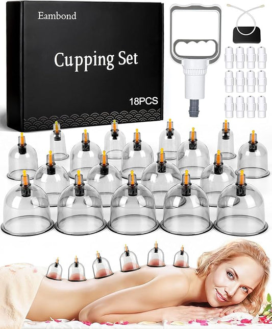 Cupping Kit, Cupping Therapy Sets Massage Back, Pain Relief, Physical Therapy, Chinese Muscle Cupping Tool with Pump & Vacuum Silicone Cups for Cellulite Reduction at Home