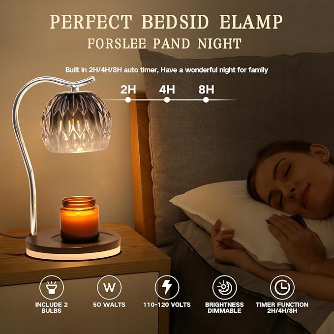 GEEZO Fragrance Candle Warmer Lamp，Electric Candle Warmer with Timer & Dimmer，Mom Christmas Birthday Gifts for Women, House Warming Gifts New Home Bedroom Decor