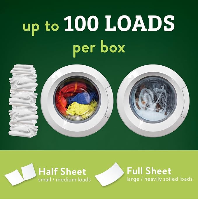 Biokleen Laundry Detergent Sheets (2 PACK) - Free & Clear From Fragrances and Dyes, Hypoallergenic Enzymatic Cleaning - 100 Sheets, 200 Loads