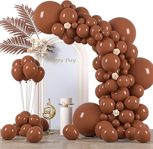 130pcs Coffee Brown Balloons Different Sizes 18" 12" 10" 5" Tan Latex Balloon Garland Arch Kit for Birthday Baby Shower Graduation Wedding Gender Reveal Anniversary Party Decorations