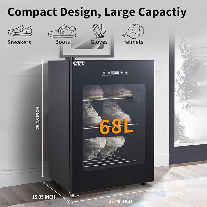 CTT Boot Dryer for Work Boots, Shoe Dryer for Sneakers, Gloves, Helmet & Boxing Glove, Electric Boot Dryer with Pull-out Detachable Rack, 3 Drying Mode, Timer, Auto-shut Off