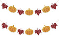 Fall Decorations Home Thanksgiving decor - Pumpkin and Maple Leaves Sign Fall Autumn Harvest Garland Hanging Bunting Banner(Pre-Strung)