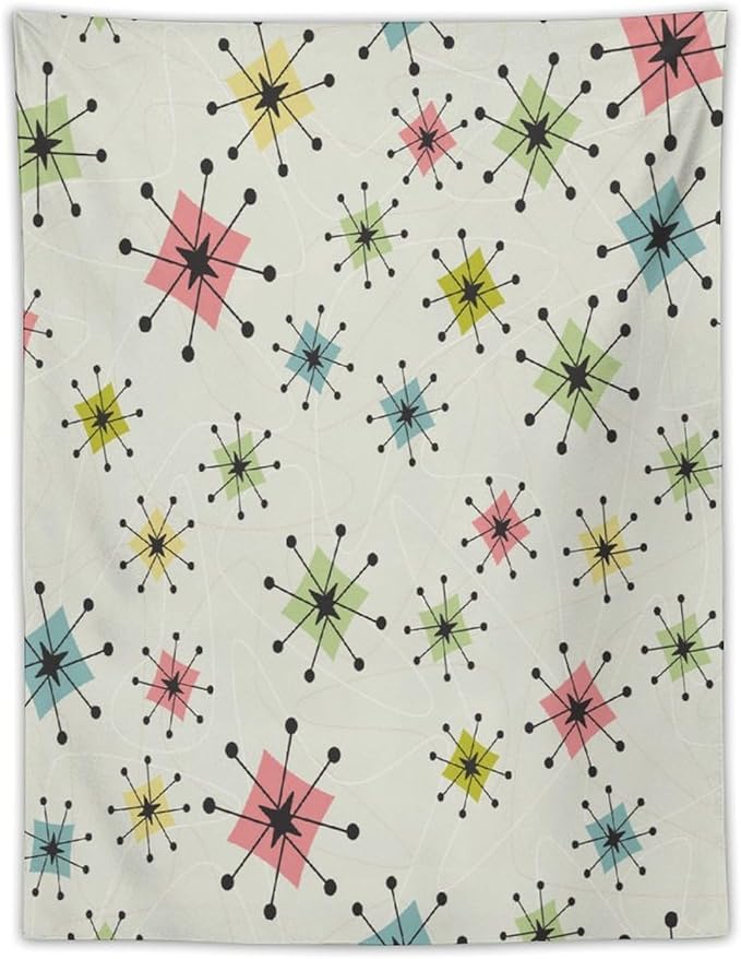 ICMOLYYENLO Abstract Cat Tapestry, Medieval Abstract Atomic Star Cat Vintage Home Wall Hanging Art Tapestry for Bedroom Living Room Dormitory 30x40 Inch