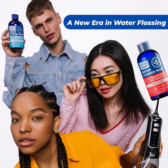 Concentrated Water flosser Rinse & mouthwash Teeth WHITENING | Add to Water Flossers| Fruit Flavor | 2 Pack = 33.8 fl.oz | Peroxide Free. Made in USA