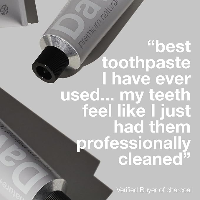 Davids Charcoal Toothpaste for Enhanced Teeth Whitening, Peppermint, Antiplaque, Flouride Free, SLS Free, Enamel Safe, Recyclable Metal Tube, 5.25oz