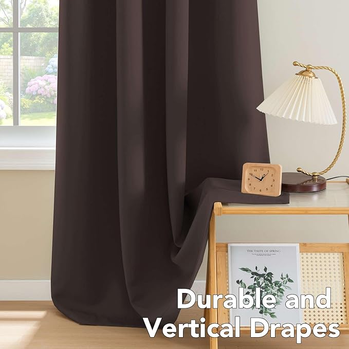H.VERSAILTEX Blackout Thermal Insulated Curtains for Bedroom/Living Room, 52" Wide x 63" Long Each Panel,Grommet Top (Set of 2 Panels, Chocolate Brown)