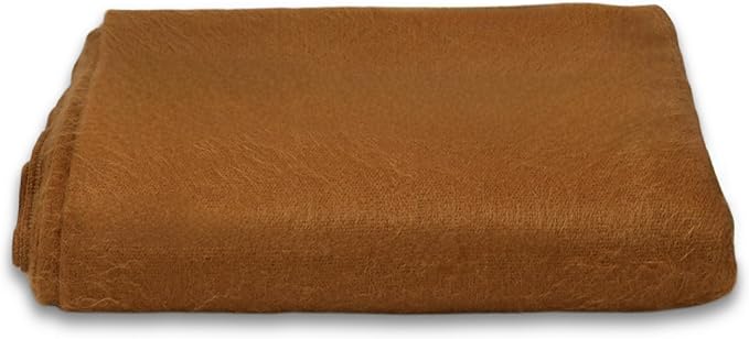 Alpaca Wool Throw Blanket | Warm, Ultra-Soft, Breathable, Non-Itchy Blanket-Throw | Hypoallergenic and Beautiful Fabric (Camel)